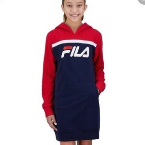 Fila Kids Hoodie Dress in Red and Navy